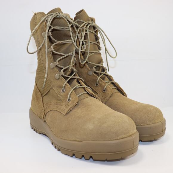 McRae Hot Weather Steel Toe Combat Boots Tan Suede Nylon Vibram Sole Size 8W - Picture 1 of 6